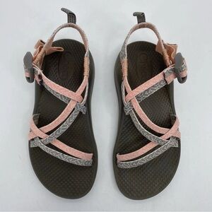 Chaco  ZX/1 Sandal Burlap Gray Pink Strappy Buckle Open Toe Sporty size 5